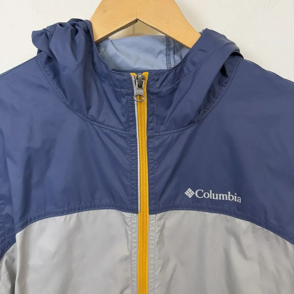 Columbia Youth Glennaker Rain Jacket Boys XL 18/20 Gray Blue Windbreaker Hooded